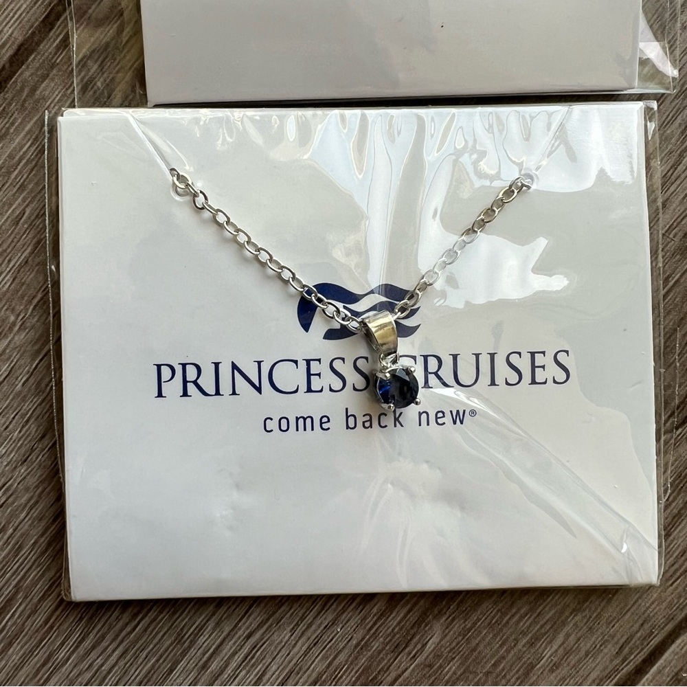 Princess Cruises Effy Dark Blue Dainty Gem Necklace Silver Chain